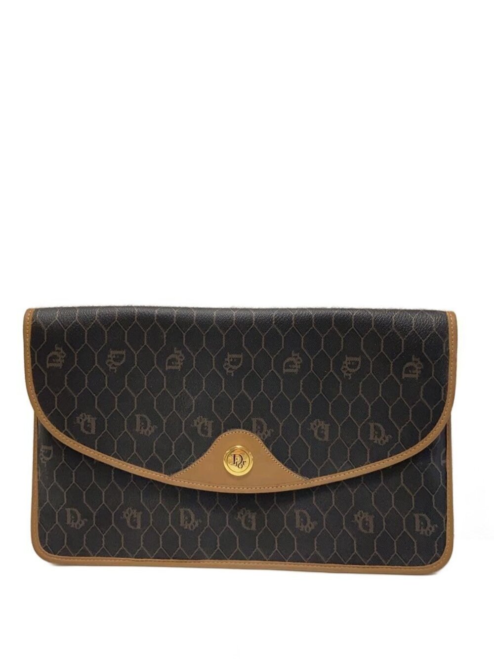 Christian Dior Macadam Clutch Bag Brown All over